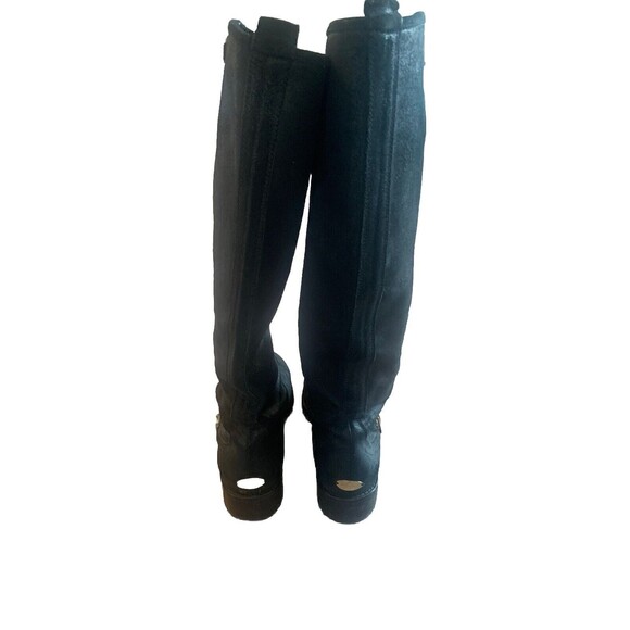 Jimmy Choo Doreen Rugged Leather Knee High Zipper Detail Boots Shoes Black Sz 40 - Picture 9 of 9
